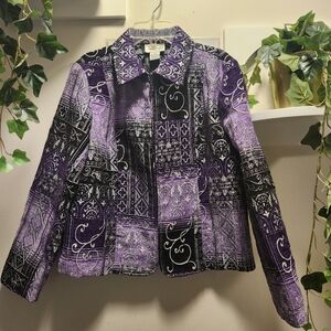Vintage Purple and Black Patchwork Blazer Jacket